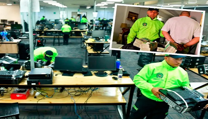 Las autoridades desmantelaron el call center que tenían instalado para contactar a las víctimas y hacerle la oferta para que invirtieran sus recursos a cambio de millonarias rentabilidades que nunca llegaban. FOTO: CORTESÍA