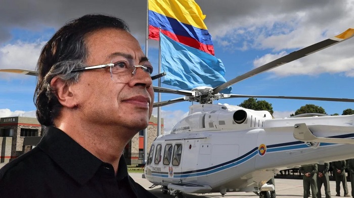 El helicóptero presidencial AW-139, cuyo mantenimiento fue suspendido por disposiciones de la OFAC tras la inclusión del presidente Gustavo Petro en la “lista Clinton”. Crédito: Colprensa y Fuerza Aeroespacial Colombiana