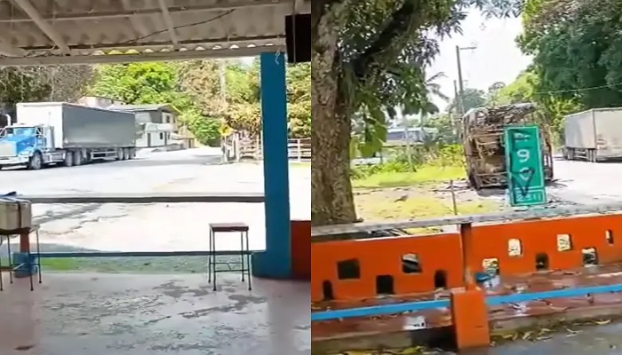 Atentados del ELN en contra del Ejército dejaron un camión baleado y un menor herido en Valdivia, Antioquia. FOTO: CAPTURA DE VIDEO