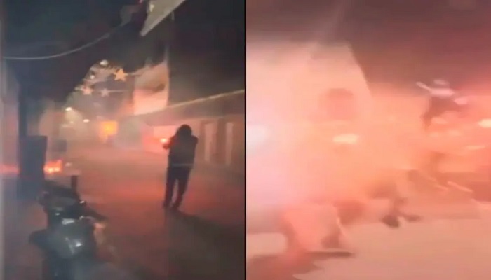 Estas fueron algunas de las imágenes del ataque con voladores que se registraron en las calles del corregimiento Santa Isabel, de Remedios. Este hecho no dejó lesionados. FOTOS: TOMADAS DE VIDEO