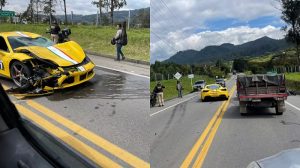 Esta fue la escena que quedó tras el grave accidente entre un Ferrari y una moto. | Foto: @ColombiaOscura