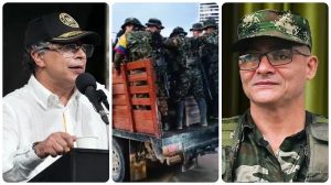 Gustavo Petro, Iván Mordisco y el sepelio de un guerrillero en Iquira, Huila. | Foto: FOTO1:PRESIDENCIA/FOTO2: AUTOR ANÓNIMO/FOTO3: AUTOR ANÓNIMO.