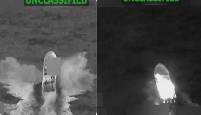 Ataque a lancha en el Pacífico 5 de febrero Foto: U.S. Southern Command